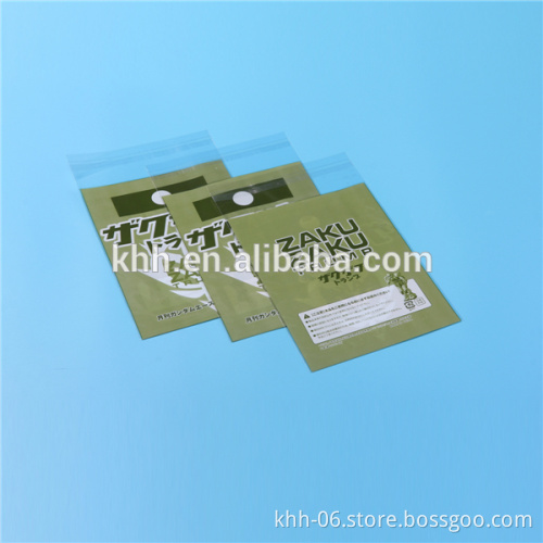 heat seal self adhesive plastic bag with header and adhesive strip closure